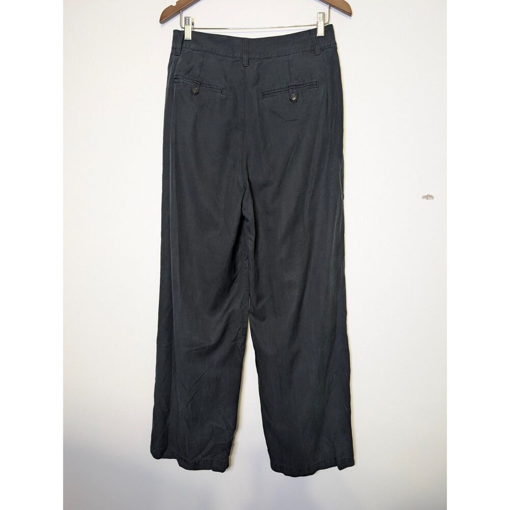 Madewell The Harlow Wide-Leg Pant Size 6 Deep True Black Linen Sailor Tab - Picture 3 of 6